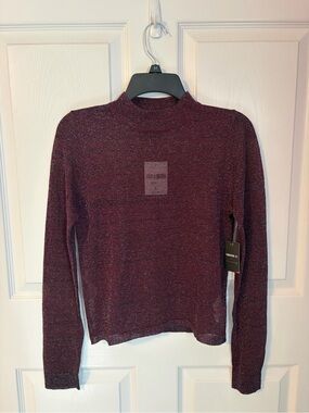 Mock Neck Long-Sleeve Sheer Top